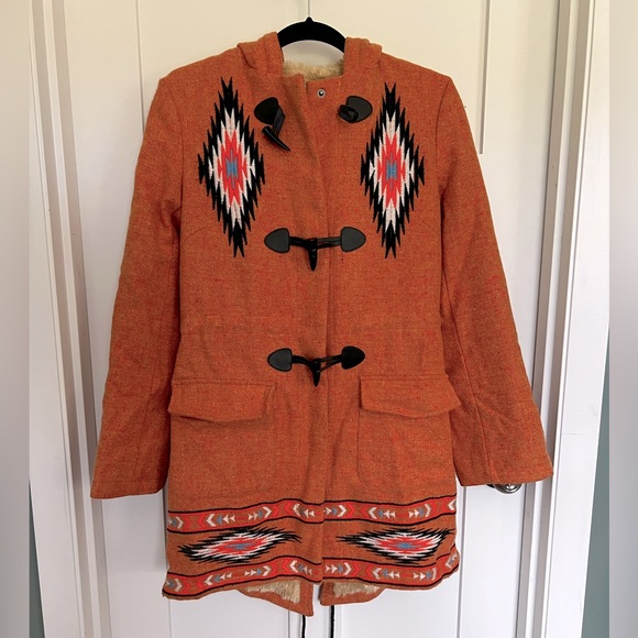 Tasi Malibu Aztec style fuzzy wool blend jacket - Picture 1 of 7